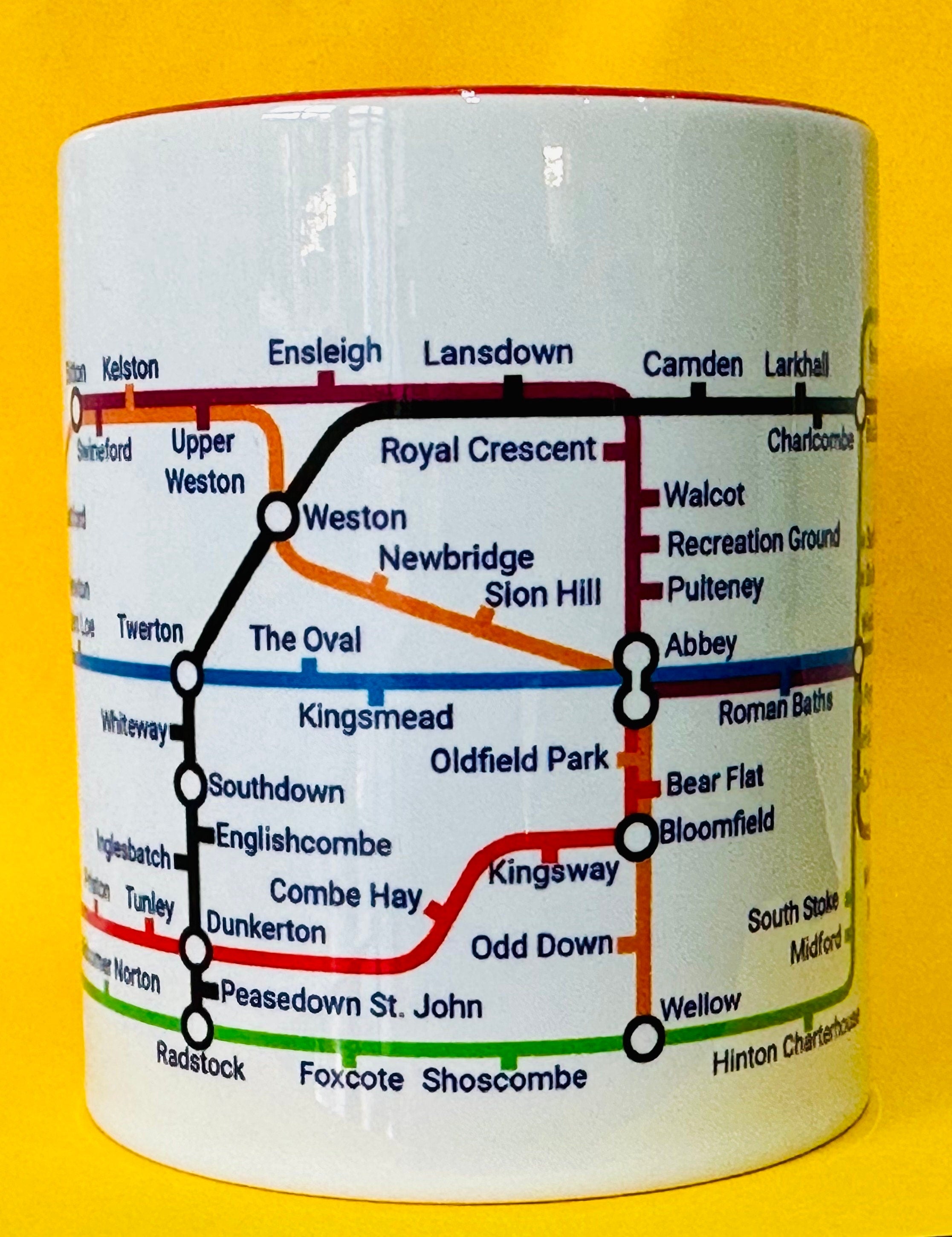 Bath Cityscape Mug: Metro Map Ceramic Coffee Cup