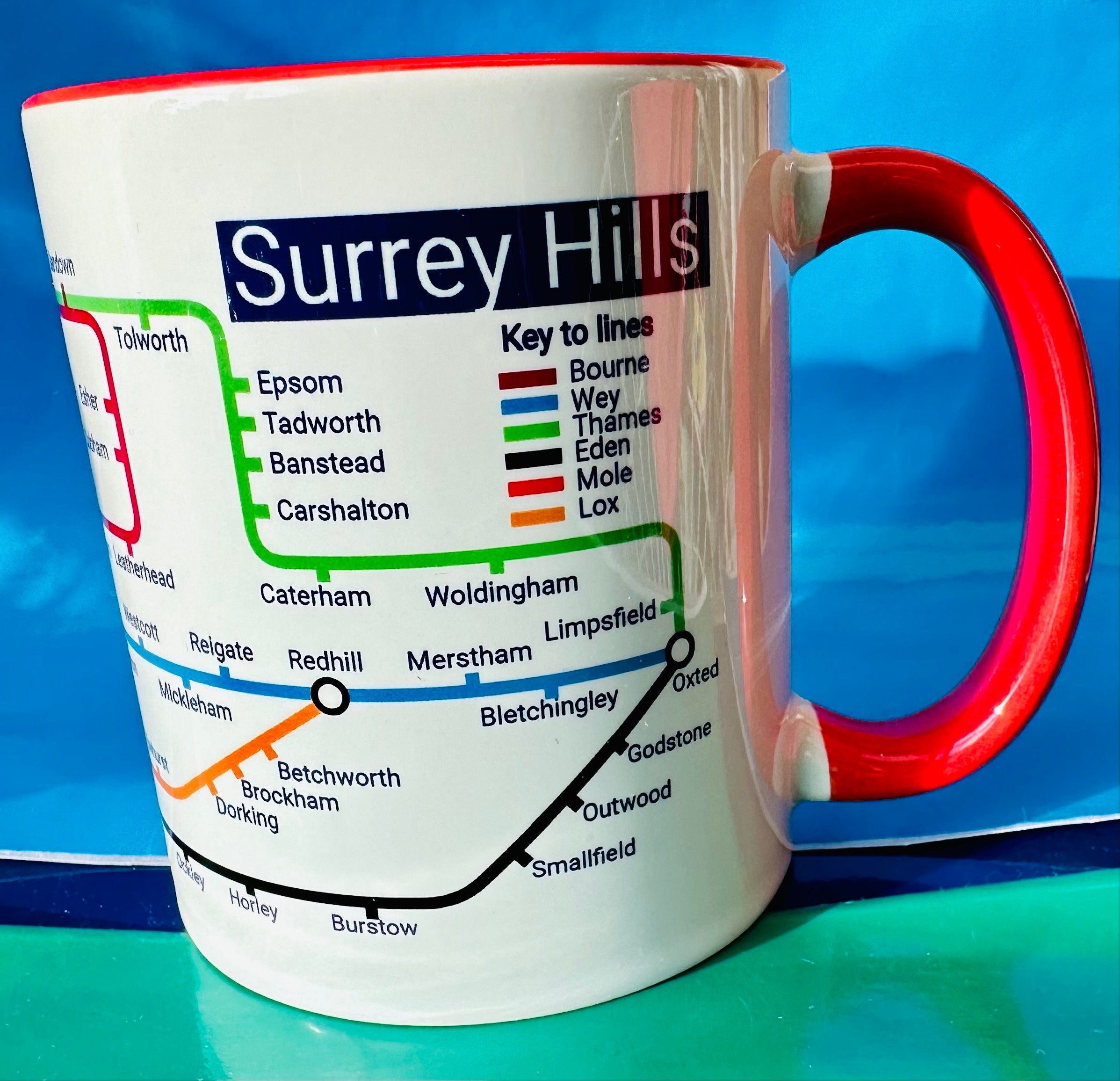Surrey Hills Metro Map Mug - Colorful Ceramic Coffee Cup