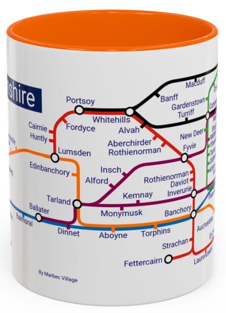 Aberdeenshire Metro Map Mug: Scotland Travel Gift