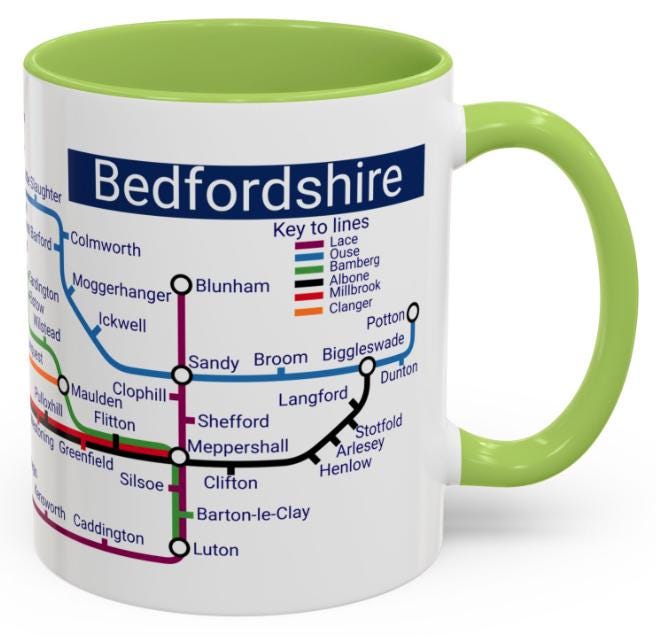 Bedfordshire Metro Mug: Stylish Ceramic Coffee Cup, Bedfordshire Gift