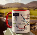 Eryri Snowdonia Metro Map Mug: North Wales Ceramic Coffee Cup
