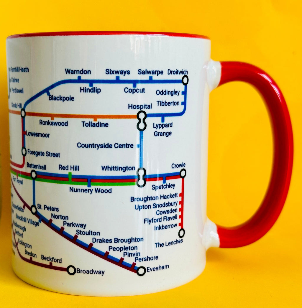 Worcester Metro Map Mug: Colorful Ceramic Coffee Mug (11oz)