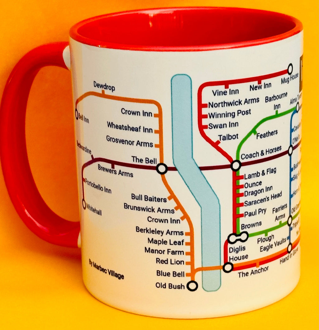 Worcester Pubs Metro Mug: Quirky Ceramic Coffee Mug, 11oz