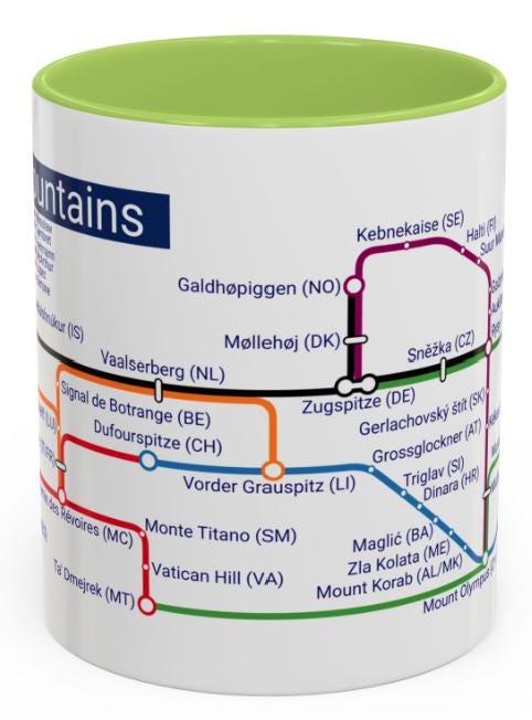 European Mountains Metro Mug: Ceramic Coffee & Tea Cup
