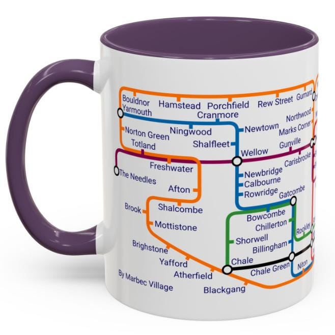 Isle of Wight Metro Map Mug: Ryde, Cowes, Newport