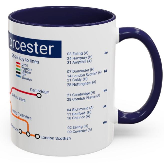 Worcester Rugby Mug: 2025/26 Season Fixtures, Rugby Fan Gift - Back in the City!