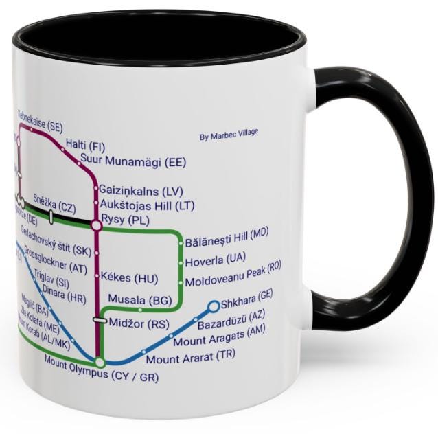 European Mountains Metro Mug: Ceramic Coffee & Tea Cup