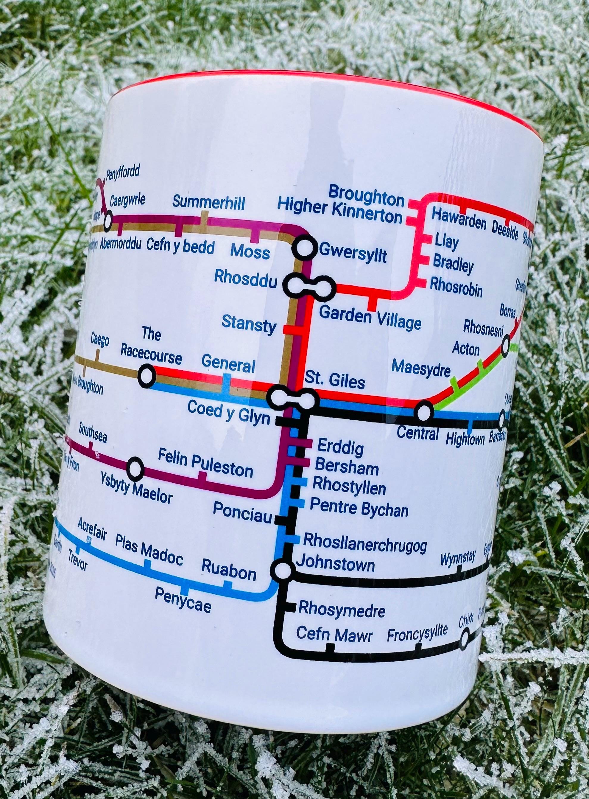 Wrexham Wales Metro Mug: Colorful Transport Map, Local Gift