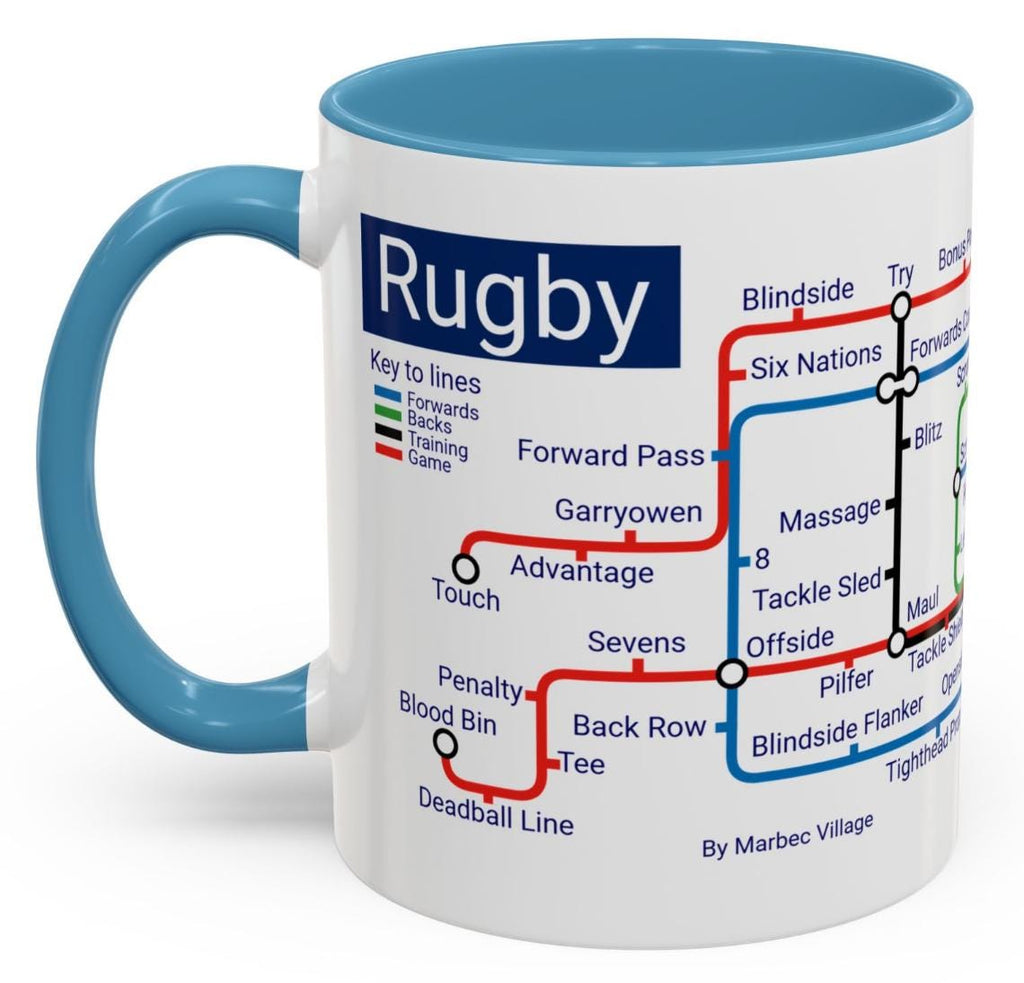 Rugby (game) metro mug - perfect for all rugby fans! Perfect for the Rugby gifts. Great for the side-lines on a Sunday