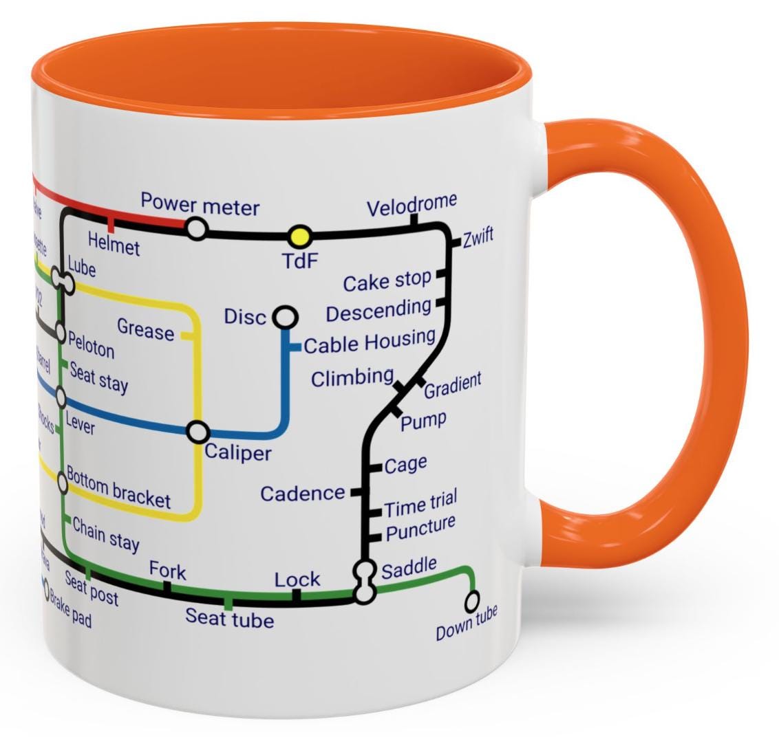 Cycling Metro Map Mug: Unique Cyclist Gift