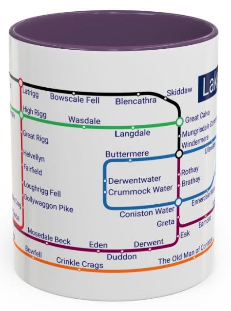 Lake District Metro Mug: Hiking Gift for Walkers & Outdoor Lovers