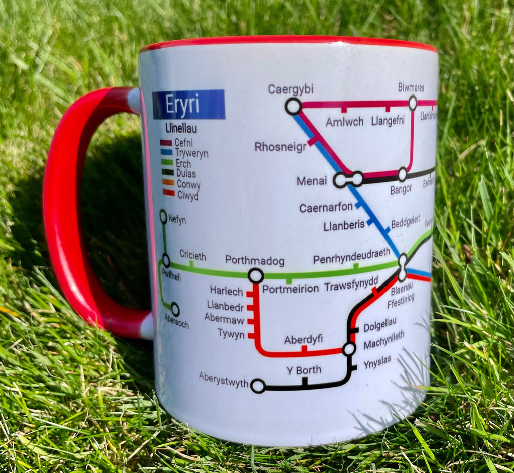 Eryri Snowdonia Metro Map Mug: North Wales Ceramic Coffee Cup