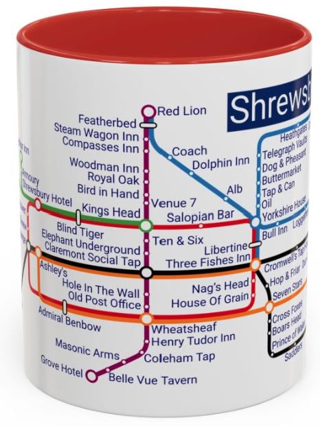 Shrewsbury Pubs Metro Mug: Quirky Ceramic Coffee Mug