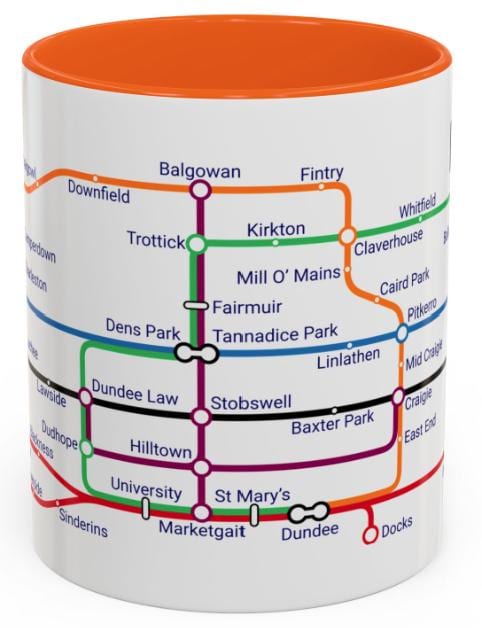 Dundee Scotland Mug: Metro Map Design, Scottish Souvenir