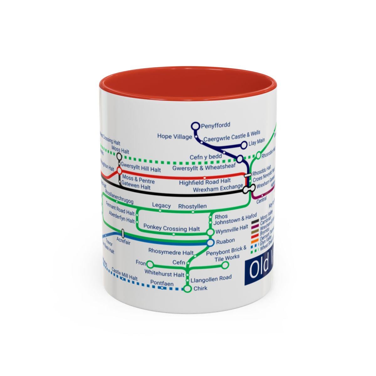 Old Wrexham Railways Metro Map Mug: Welsh Train and Railway Enthusiast Gift