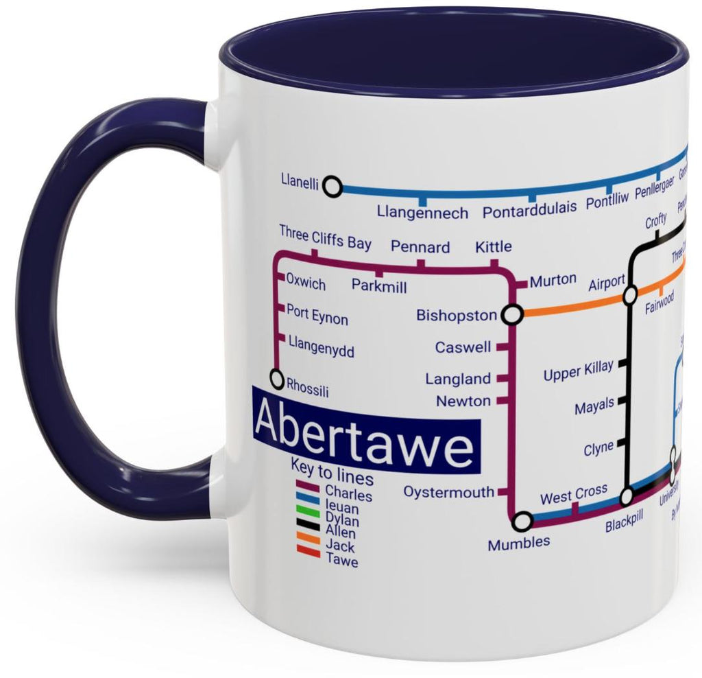 Swansea Wales Metro Mug: Colorful Local Transport Map
