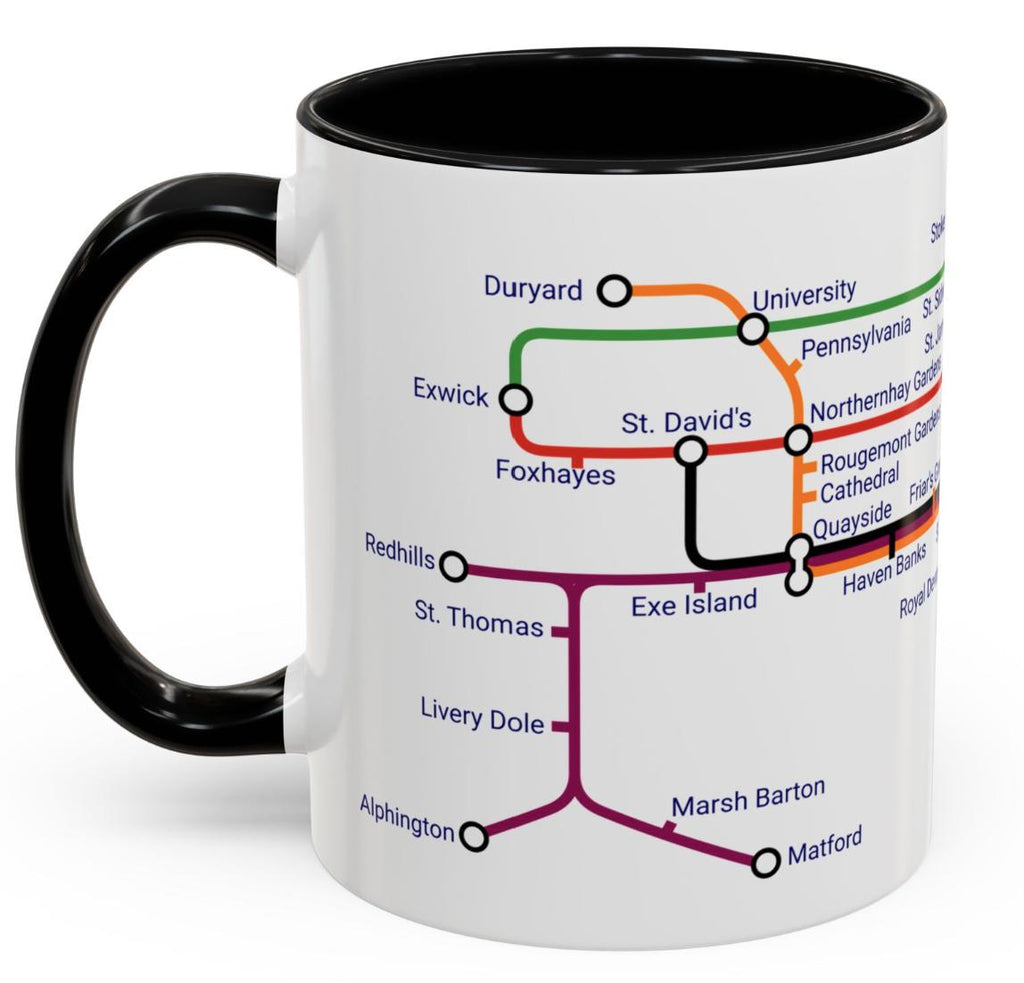 Exeter Metro Map Mug: St David's, Cathedral, Quayside