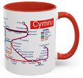 Cymru Wales Metro Mug: Welsh Language Map, 11oz Ceramic