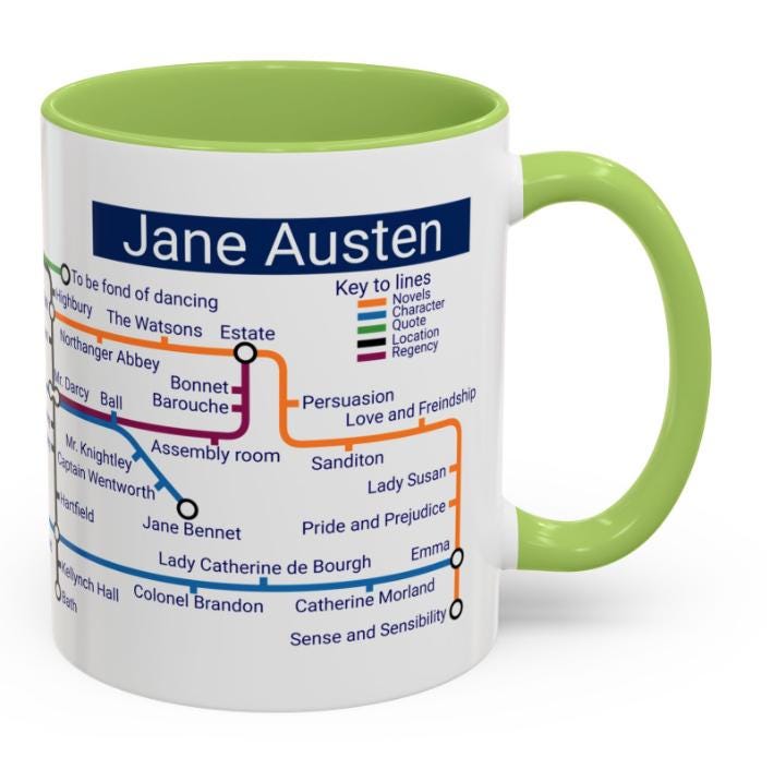 Jane Austen Metro Map Mug: Classic Literature Gift