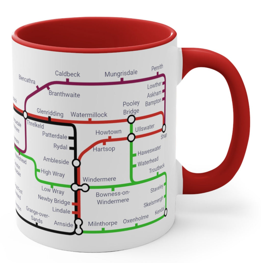 Lake District Metro Mug - featuring a journey through the well known towns and villages of the area.