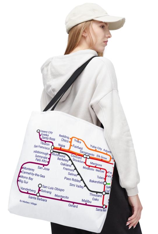 California Transit Map Tote Bag: SF, LA, San Diego - Eco-Friendly Canvas