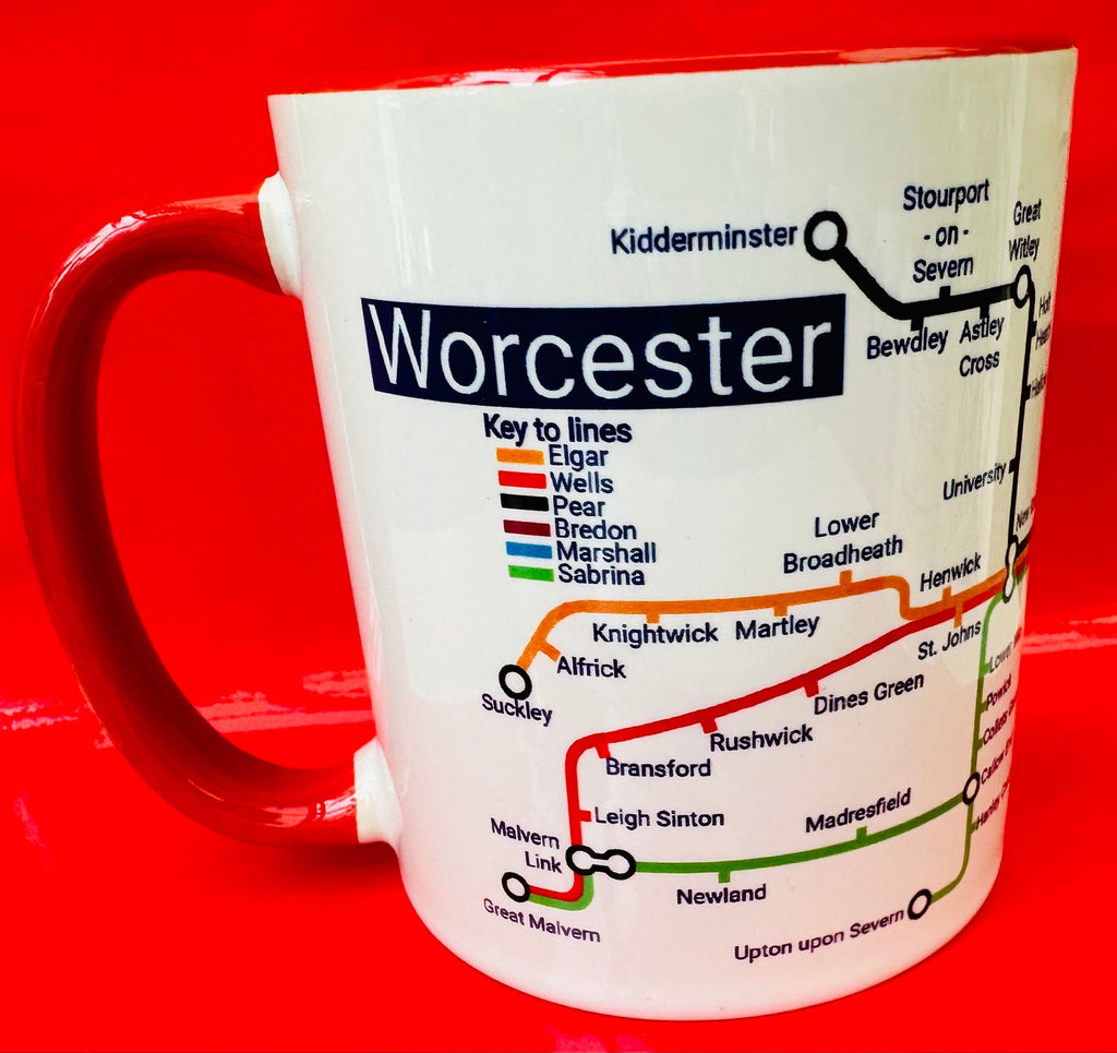 Worcester Metro Map Mug: Colorful Ceramic Coffee Mug (11oz)