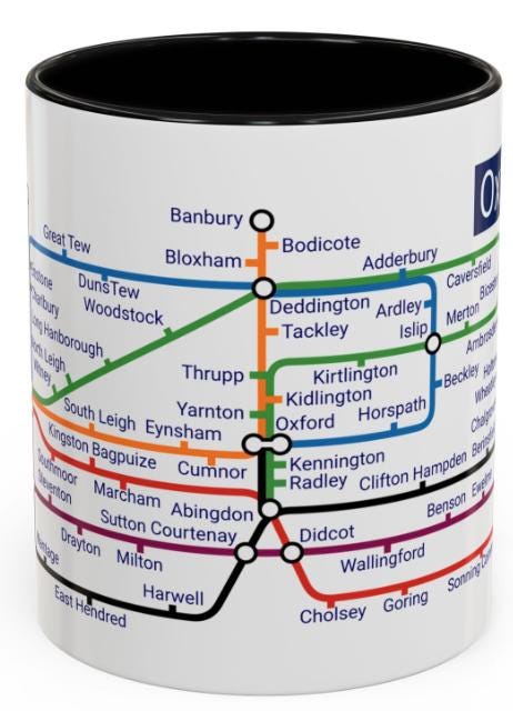 Oxfordshire Metro Map Mug: Oxford, Banbury, Bicester