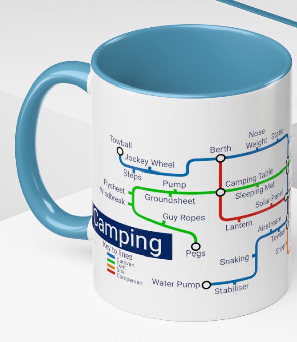 Camping Metro Map Mug: Unique Campervan Gift