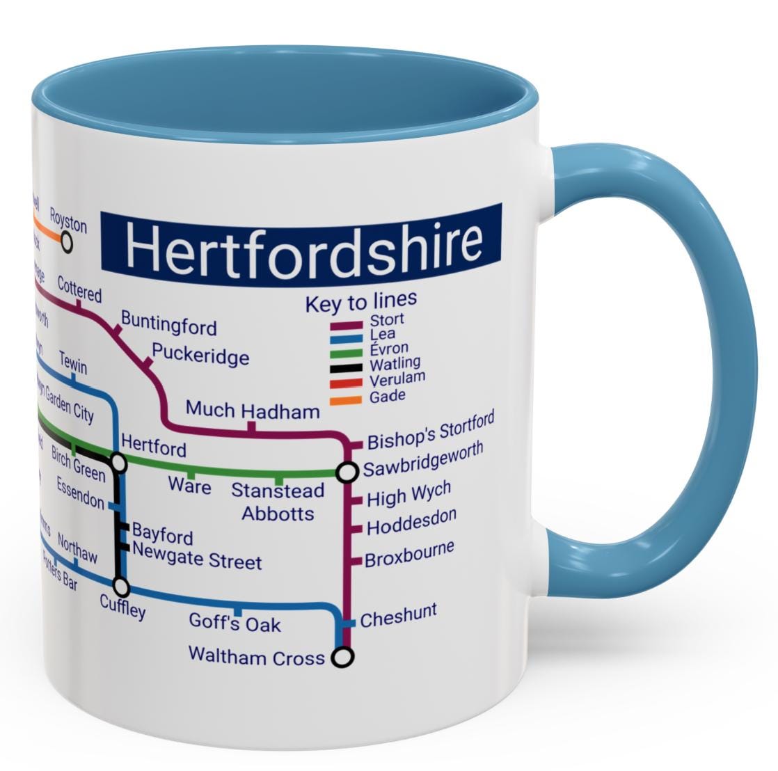 Hertfordshire Metro Map Mug: Unique Ceramic Coffee Mug
