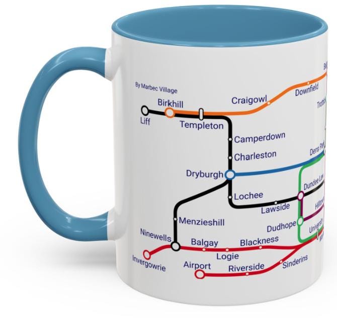 Dundee Scotland Mug: Metro Map Design, Scottish Souvenir
