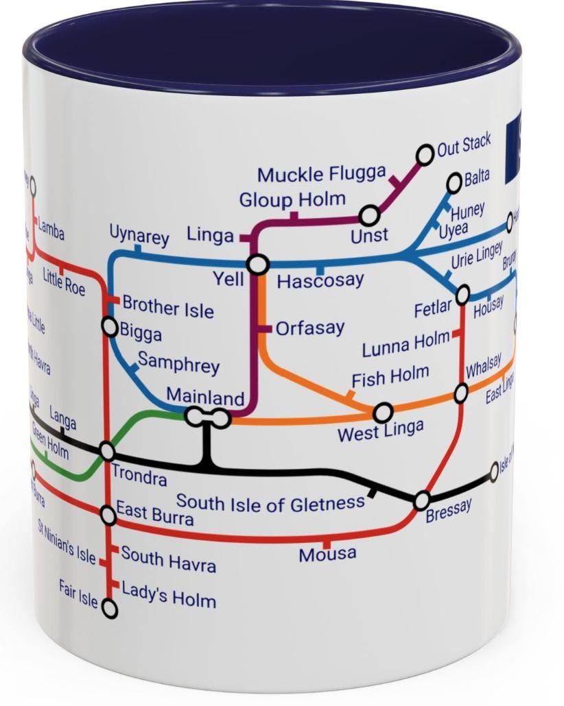 Shetland Islands Metro Mug: Scottish Fair Isle Design