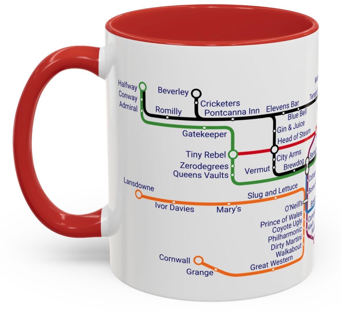 Cardiff Pubs Metro Mug: Ceramic Coffee Mug Souvenir