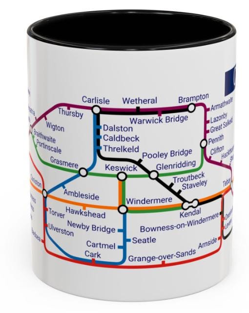 Cumbria Metro Map Mug: Lake District Souvenir