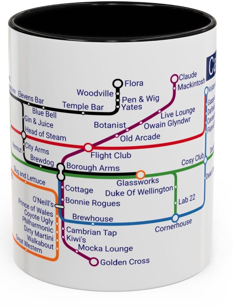 Cardiff Pubs Metro Mug: Ceramic Coffee Mug Souvenir