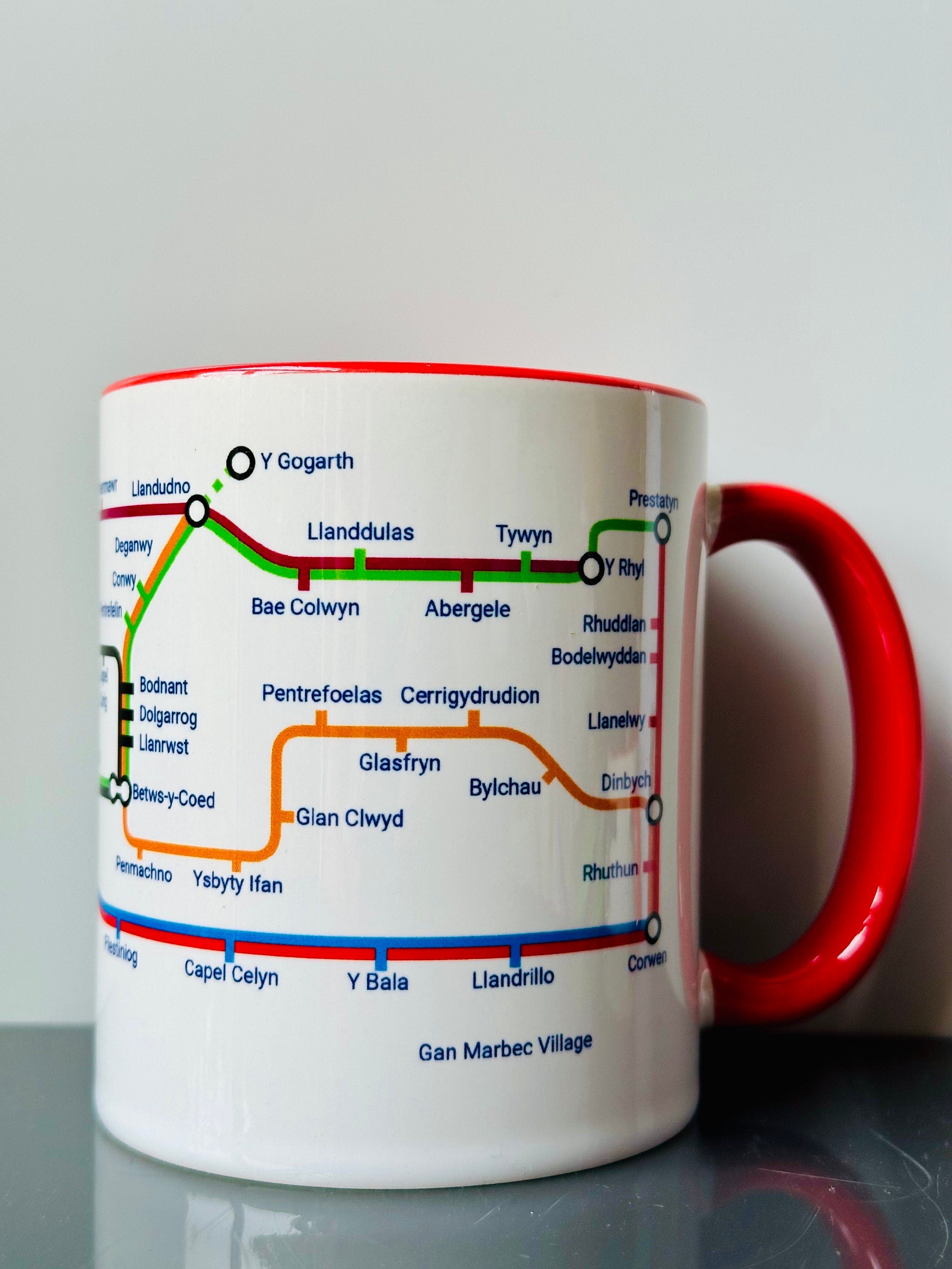 Eryri Snowdonia Metro Map Mug: North Wales Ceramic Coffee Cup