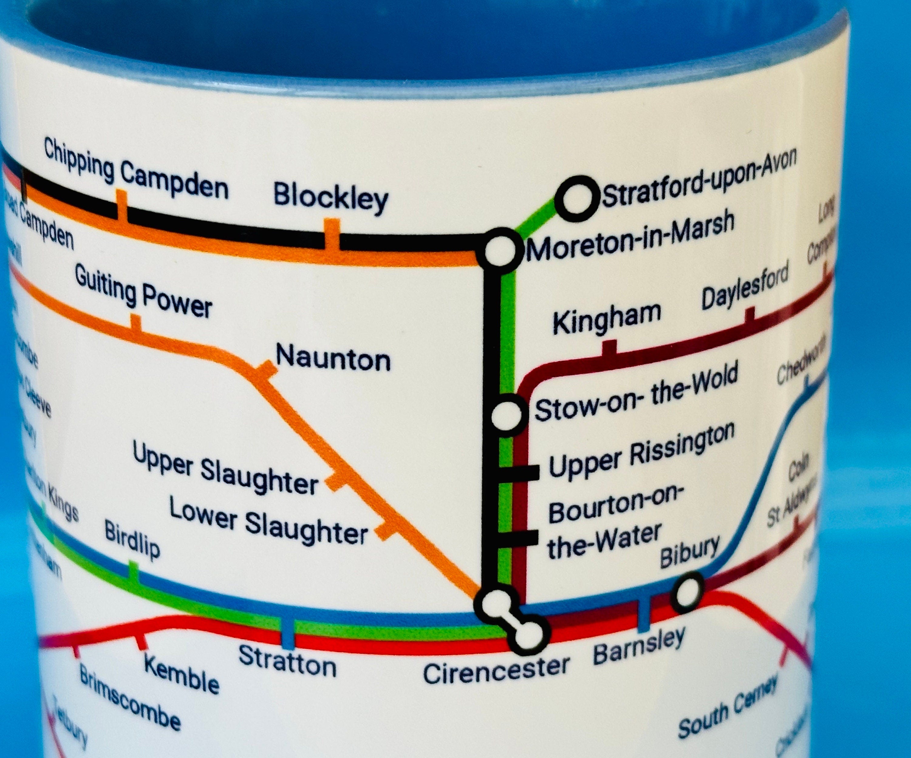 Cotswolds Metro Map Mug: Unique England Travel Gift