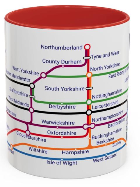 England Metro Mug: Railway Map Souvenir Gift
