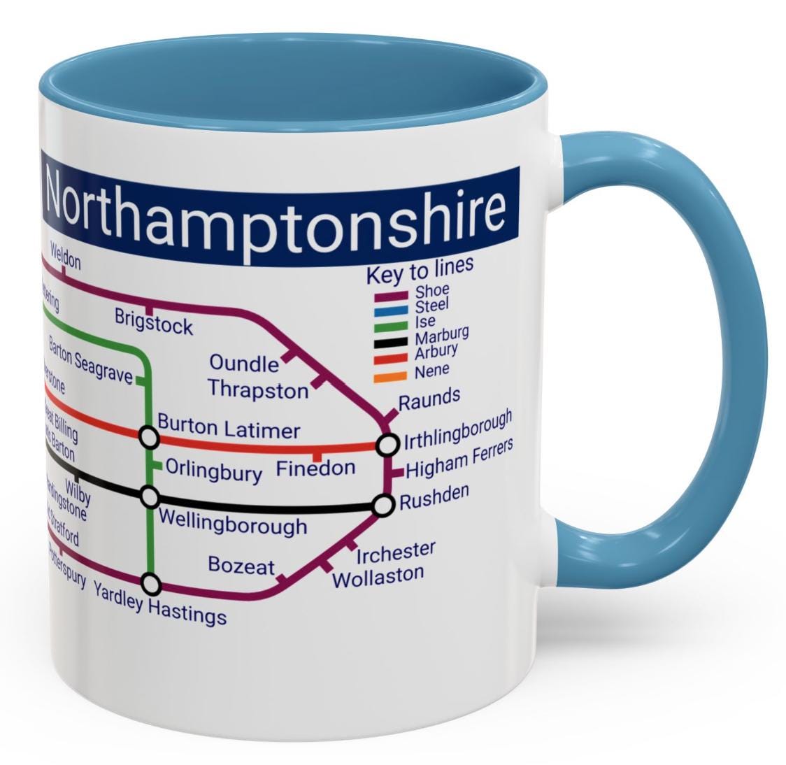 Northamptonshire Metro Map Mug: Ceramic Coffee Cup, Local Heritage Gift