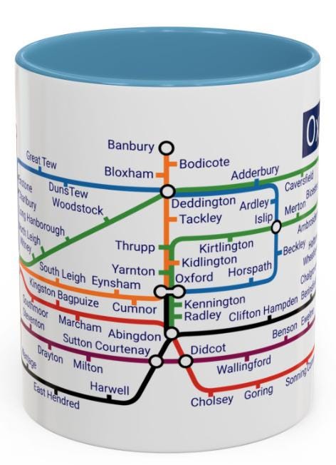 Oxfordshire Metro Map Mug: Oxford, Banbury, Bicester