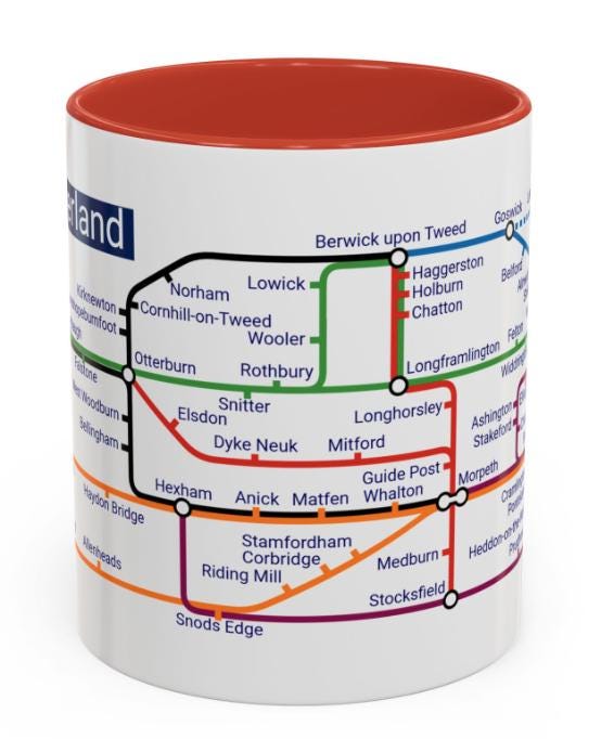 Northumberland Metro Mug: Ceramic Souvenir Gift