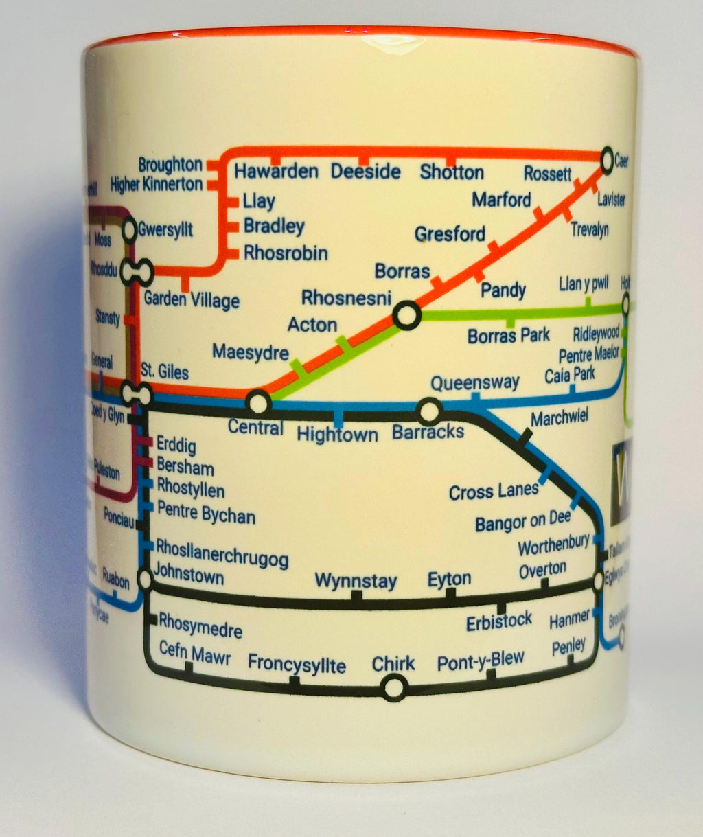 Wrexham Wales Metro Mug: Colorful Transport Map, Local Gift
