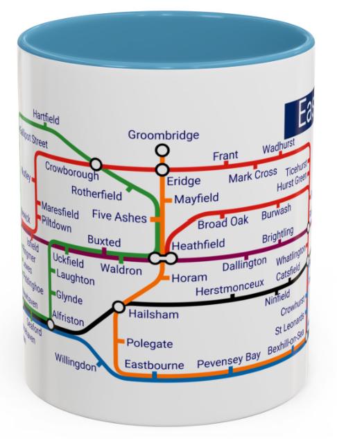 East Sussex Metro Map Mug - Brighton, Hastings, Lewes