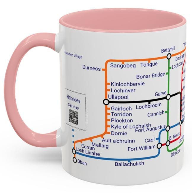 Scottish Highlands Metro Map Mug - Unique Scotland Gift