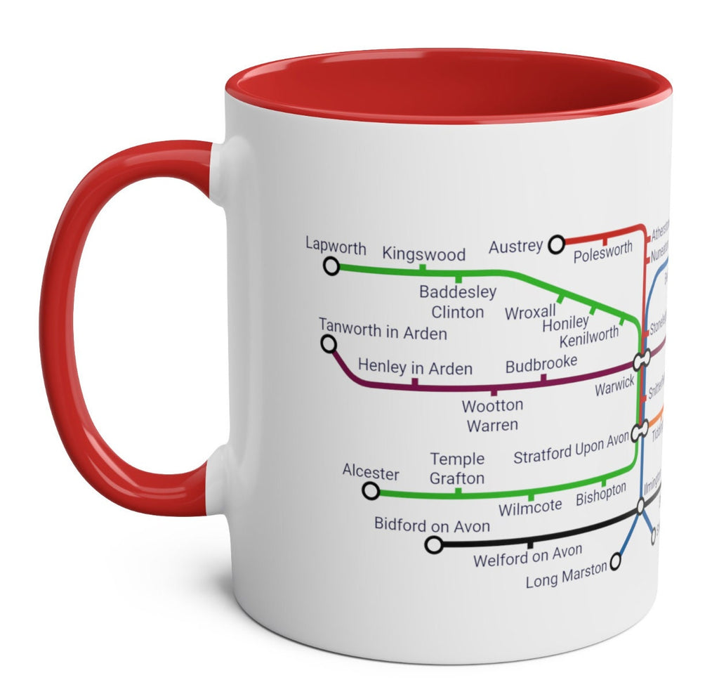 Warwickshire Metro Map Mug: Warwick, Stratford upon Avon