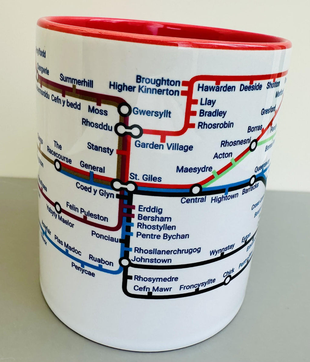 Wrexham Wales Metro Mug: Colorful Transport Map, Local Gift