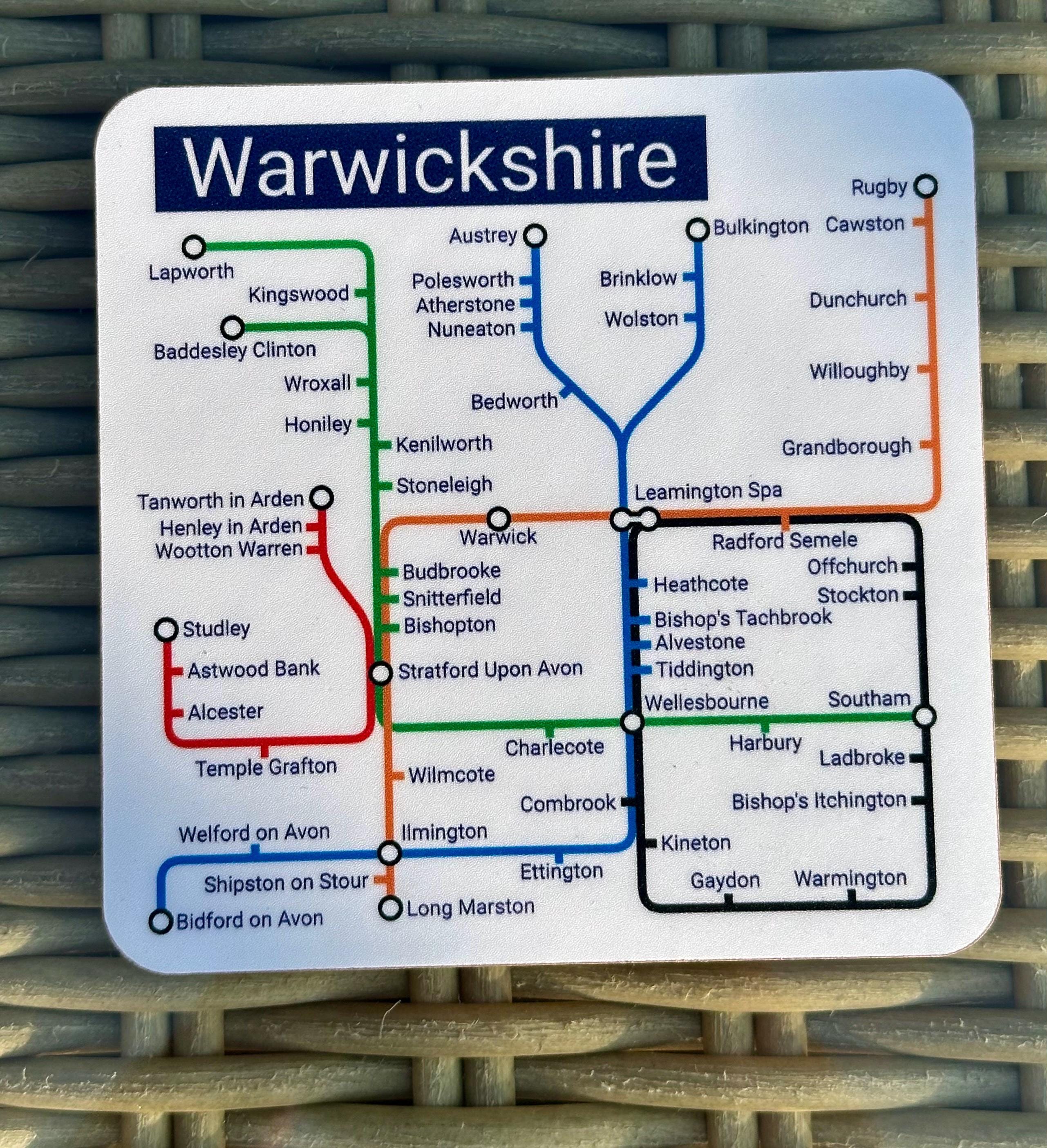 Warwickshire Coaster Pair: Unique Local Gift, Warwick & Stratford