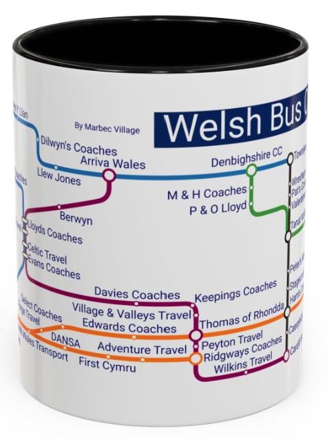 Welsh Bus Operators Metro Mug: Wales Transit Design