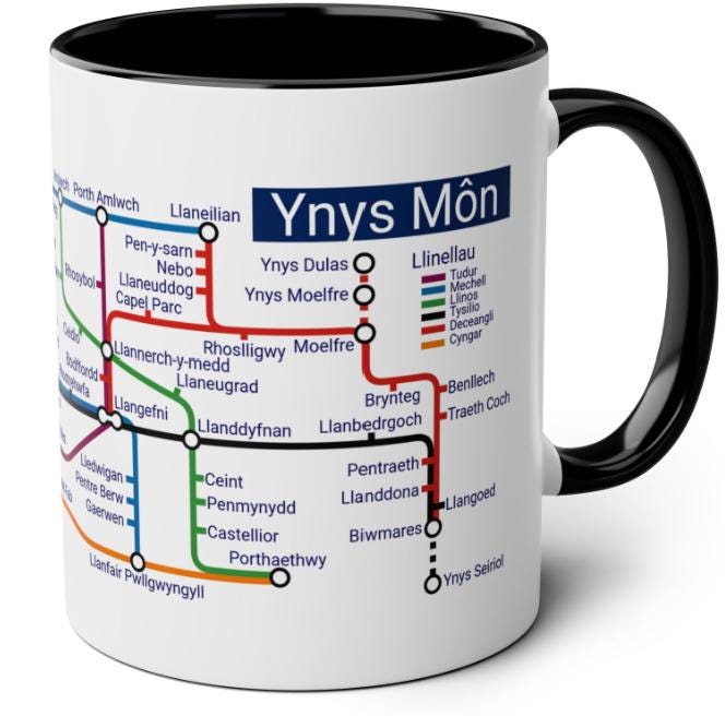 Ynys Mon Anglesey Metro Mug Map, Coastal North Wales