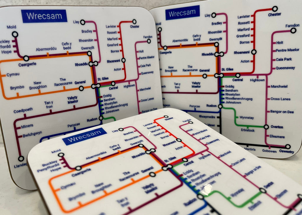 Wrexham Metro Map Coasters: North East Wales Transport - Pair