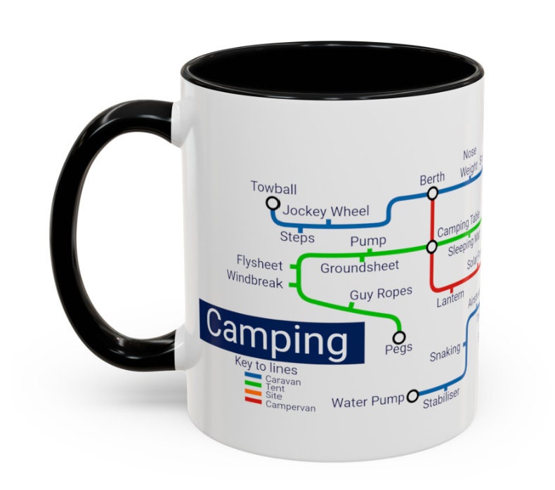 Camping Metro Map Mug: Unique Campervan Gift